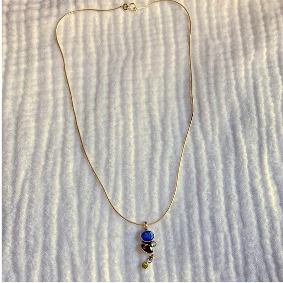 Druzy Sterling Silver & Multi Gemstone Pendant Necklace - Picture 3 of 4